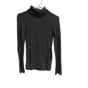 Next Era Women Small Dark Gray Ribbed Turtleneck Long Sleeve Sweater Top